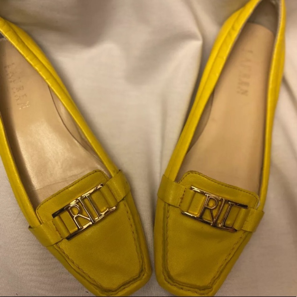 Yellow Ralph Lauren Driving Loafers w Logo Size 8